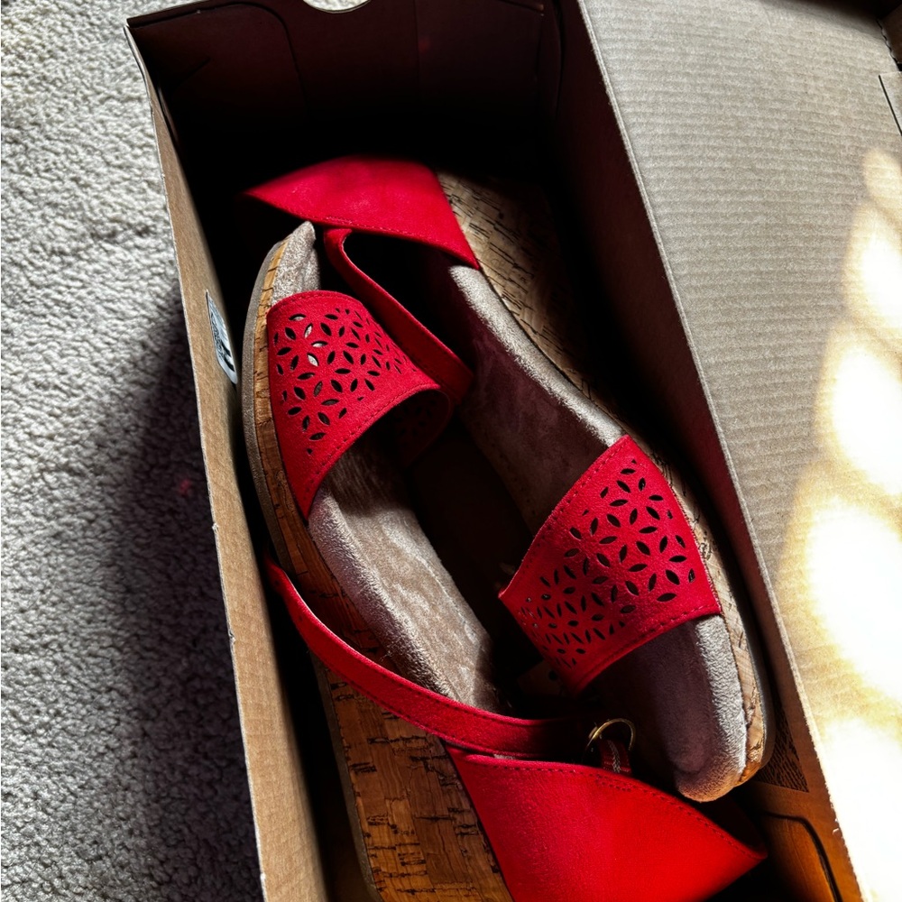 St. John Red Open-Toe Heels - Picture 2 of 5